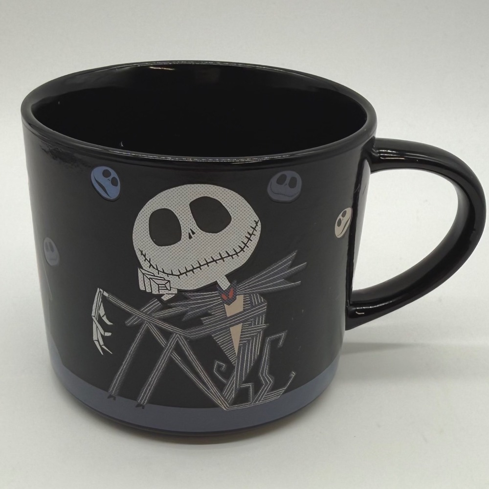 Disney Nightmare Before Christmas Zak Designs Black Coffee Mug Jack Sally Zero